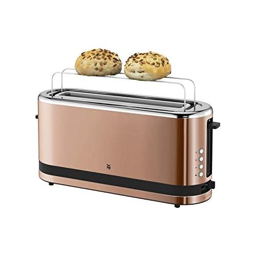 더블유엠에프 WMF Kuechenminis Langschlitz-Toaster (900 W, integrierter Broetchenwarmer, 2 XXL Brotscheiben, Auftau-Funktion) cromargan matt/graphit