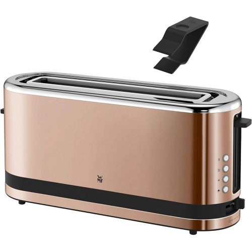 더블유엠에프 WMF Kuechenminis Langschlitz-Toaster (900 W, integrierter Broetchenwarmer, 2 XXL Brotscheiben, Auftau-Funktion) cromargan matt/graphit