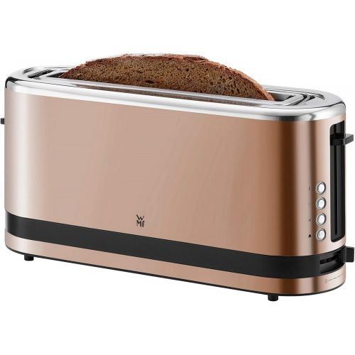 더블유엠에프 WMF Kuechenminis Langschlitz-Toaster (900 W, integrierter Broetchenwarmer, 2 XXL Brotscheiben, Auftau-Funktion) cromargan matt/graphit