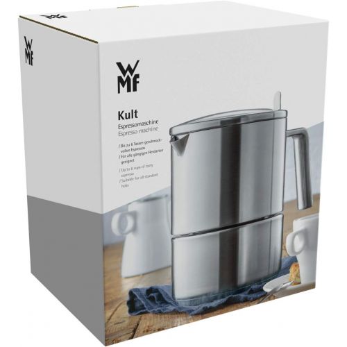 더블유엠에프 WMF Kult Espressokocher, Cromargan Edelstahl mattiert, Espressomaschine fuer 6 Tassen, induktionsgeeignet, spuelmaschinengeeignet