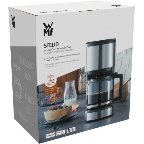 더블유엠에프 WMF Stelio Aroma Kaffeemaschine, mit Glaskanne, Filterkaffee, 10 Tassen, Tropfstop, Warmhalteplatte, Abschaltautomatik, 1000 W