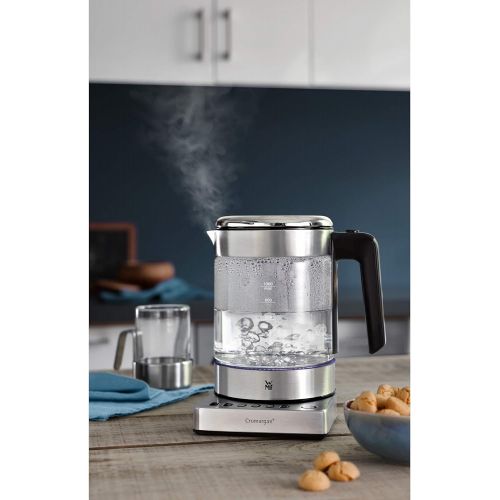 더블유엠에프 WMF Kuechenminis 2 in 1 Vario Wasserkocher, mit Temperatureinstellung, 1,0l, 1900 W, Teekocher Glas mit Teebeutelhalter und Sieb