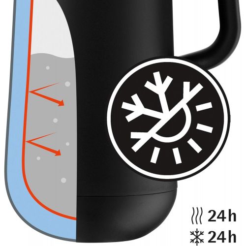 더블유엠에프 WMF Isolierkanne Thermoskanne Impulse, 1,0 l, fuer Kaffee oder Tee Druckverschluss halt Getranke 24h kalt und warm, schwarz