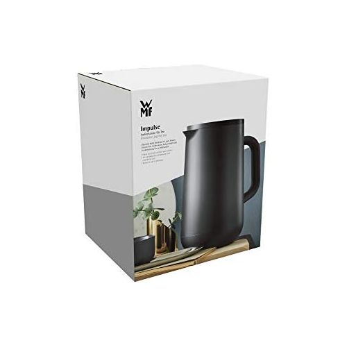 더블유엠에프 WMF Isolierkanne Thermoskanne Impulse, 1,0 l, fuer Tee oder Kaffee Druckverschluss halt Getranke 24h kalt und warm, schwarz