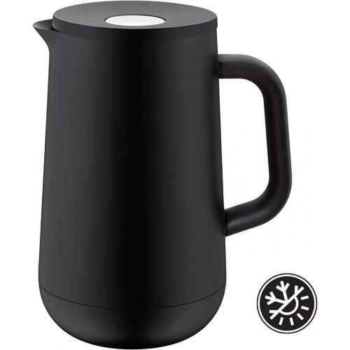 더블유엠에프 WMF Isolierkanne Thermoskanne Impulse, 1,0 l, fuer Tee oder Kaffee Druckverschluss halt Getranke 24h kalt und warm, schwarz