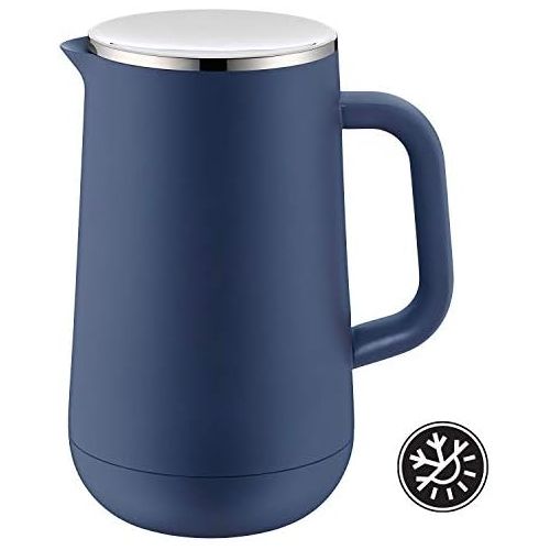더블유엠에프 WMF Isolierkanne Thermoskanne Impulse prussian, 1,0 l, fuer Tee oder Kaffee Drehverschluss halt Getranke 24h kalt und warm, blau