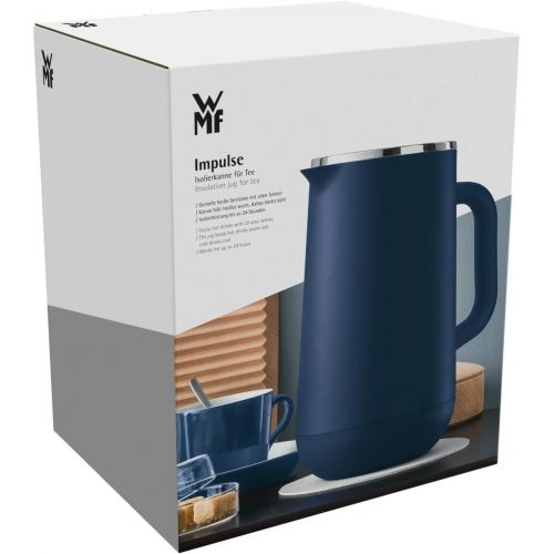 더블유엠에프 WMF Isolierkanne Thermoskanne Impulse prussian, 1,0 l, fuer Tee oder Kaffee Drehverschluss halt Getranke 24h kalt und warm, blau