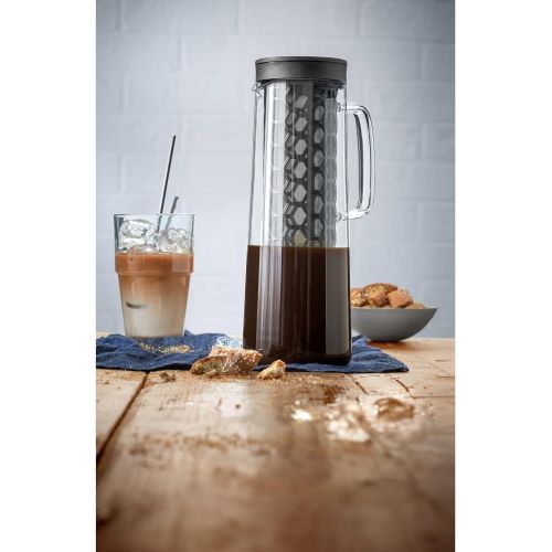 더블유엠에프 WMF Cold Brew Kaffeezubereiter, CoffeeTime, Hoehe 27 cm, Fuellmenge 1,2l Ø 12 cm, Glas Handwasche, Aromawaben-Dauerfilter, Kaffeekanne