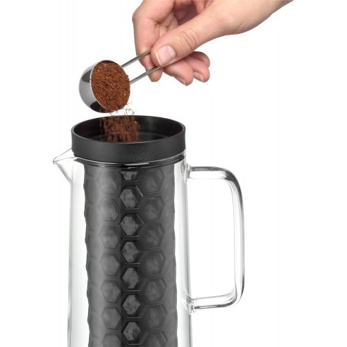 더블유엠에프 WMF Cold Brew Kaffeezubereiter, CoffeeTime, Hoehe 27 cm, Fuellmenge 1,2l Ø 12 cm, Glas Handwasche, Aromawaben-Dauerfilter, Kaffeekanne
