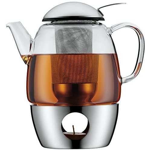 더블유엠에프 WMF SmarTea Teekanne, mit Sieb und Stoevchen, Glas, Edelstahl Cromargan, spuelmaschinegeeignet, V 1, 0l, H 20 cm