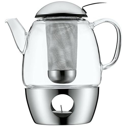 더블유엠에프 WMF SmarTea Teekanne, mit Sieb und Stoevchen, Glas, Edelstahl Cromargan, spuelmaschinegeeignet, V 1, 0l, H 20 cm