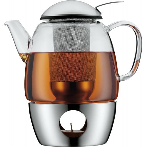 더블유엠에프 WMF SmarTea Teekanne, mit Sieb und Stoevchen, Glas, Edelstahl Cromargan, spuelmaschinegeeignet, V 1, 0l, H 20 cm