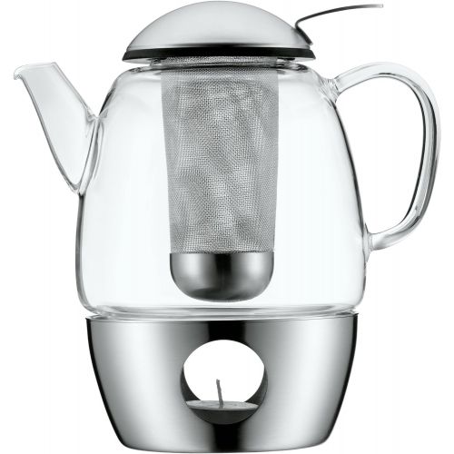 더블유엠에프 WMF SmarTea Teekanne, mit Sieb und Stoevchen, Glas, Edelstahl Cromargan, spuelmaschinegeeignet, V 1, 0l, H 20 cm