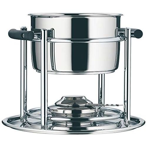 더블유엠에프 WMF Allegro Fondue-Set, 11-teilig, fuer 6 Personen, mit Brenner und Gabeln, Cromargan Edelstahl, Fonduetopf induktionsgeeignet, spuelmaschinengeeignet