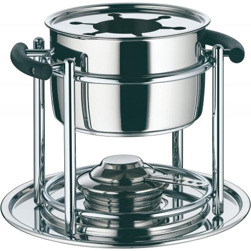 더블유엠에프 WMF Allegro Fondue-Set, 11-teilig, fuer 6 Personen, mit Brenner und Gabeln, Cromargan Edelstahl, Fonduetopf induktionsgeeignet, spuelmaschinengeeignet