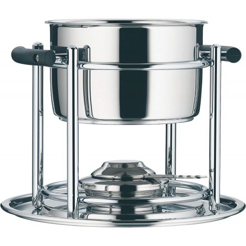 더블유엠에프 WMF Allegro Fondue-Set, 11-teilig, fuer 6 Personen, mit Brenner und Gabeln, Cromargan Edelstahl, Fonduetopf induktionsgeeignet, spuelmaschinengeeignet