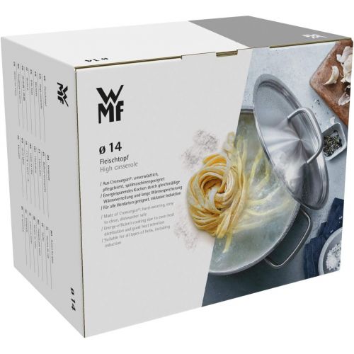 더블유엠에프 WMF Mini Kochtopf, klein 14cm, Metalldeckel, Fleischtopf 1,3 l, Cromargan Edelstahl poliert, Induktion, stapelbar, ideal fuer kleine Portionen oder Singlehaushalte