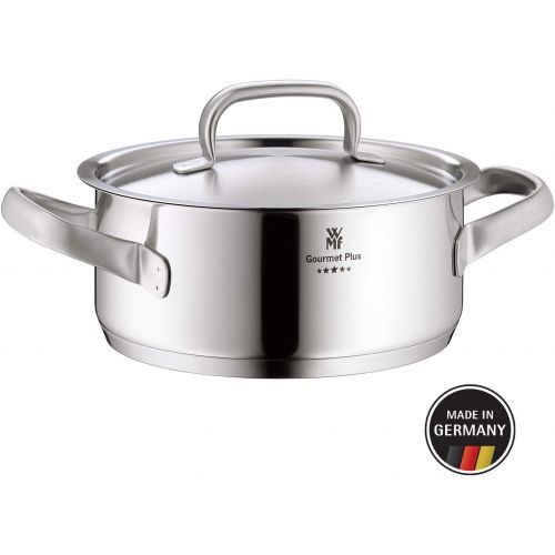 더블유엠에프 WMF Gourmet Plus Kochtopf 20cm, Metalldeckel, Bratentopf 2,5l, Cromargan Edelstahl mattiert, Innenskalierung, Dampfoeffnung, Topf Induktion, unbeschichtet