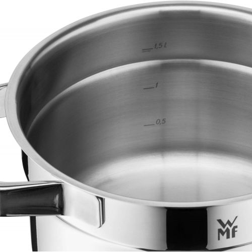 더블유엠에프 WMF Compact Cuisine Kochtopf, hoch 24cm, Glasdeckel, Fleischtopf 5,6l, Cromargan Edelstahl poliert, Innenskalierung, stapelbar, Topf Induktion, unbeschichtet