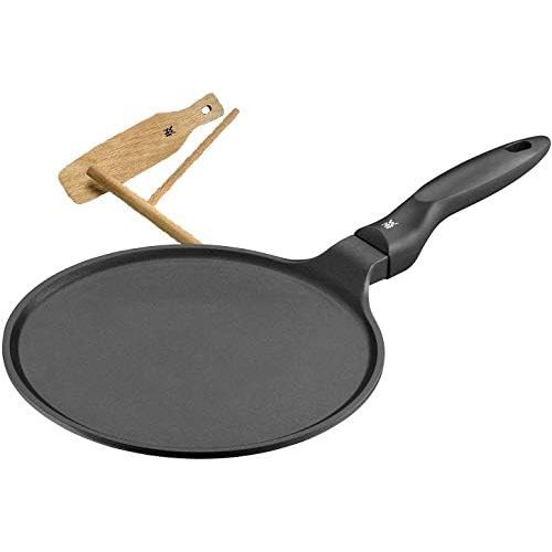 더블유엠에프 WMF Devil Crepespfanne 27 cm mit Teigverteiler und Holzschaufel, Aluguss beschichtet, Induktion, fuer Crepes, Pfannkuchen