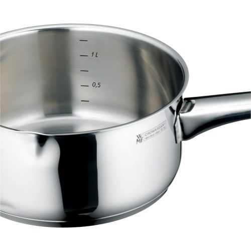 더블유엠에프 WMF Stielkasserolle, 16 cm, mit Schnaupe, ohne Deckel, Kochtopf 1,5l, Cromargan Edelstahl poliert, Topf Induktion, unbeschichtet