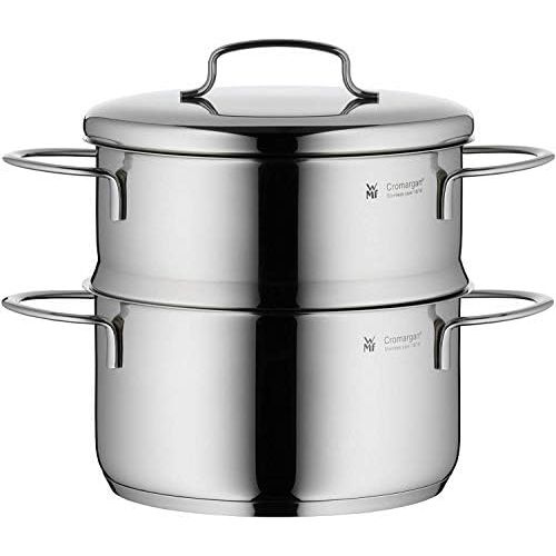 더블유엠에프 WMF Mini Dampfgarer mit Metalldeckel, klein, 16 cm, 1,5 l, Cromargan Edelstahl poliert, Induktion, stapelbar, ideal fuer kleine Portionen oder Singlehaushalte