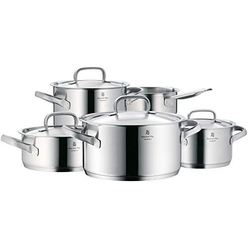 더블유엠에프 WMF Gourmet Plus Topfset 5-teilig, Cromargan Edelstahl mattiert, Toepfe mit Metalldeckel, Induktionstoepfe, Topf Induktion, Innenskalierung, Dampfoeffnung, unbeschichtet