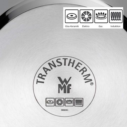 더블유엠에프 WMF Compact Cuisine Topfset 4-teilig, Cromargan Edelstahl poliert, Toepfe mit Glasdeckel, Induktionstoepfe, Topf Induktion, Innenskalierung, unbeschichtet, stapelbar