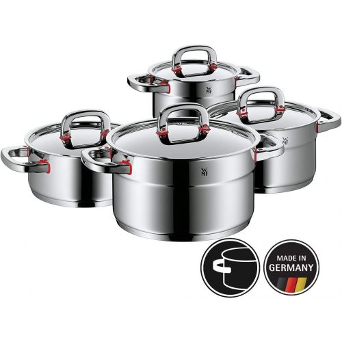 더블유엠에프 WMF Premium One Topfset 4-teilig, Cromargan Edelstahl poliert, Toepfe mit Metalldeckel, Topf Induktion, Innenskalierung, Dampfoeffnung, unbeschichtet