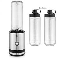 [아마존베스트]WMF KUECHENminis Smoothie-to-go, Mini Standmixer mit zwei Mix-/Trinkbehaltern 0,6l, 300 W, cromargan matt/silber