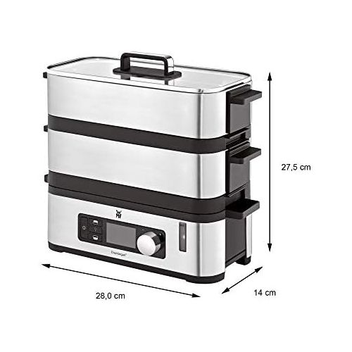 더블유엠에프 WMF KUECHENminis Dampfgarer, 2 individuell regulierbare Garraume mit je 2,15 l, Warmhaltefunktion und Aromaverstarker, 900W