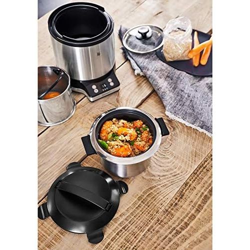 더블유엠에프 WMF Kuechenminis Reiskocher (220 W, mit Lunch-to-go-Box, Damfgarer, platzsparend, Innentopf mit To-Go-Deckel (1,0l)) cromargan matt