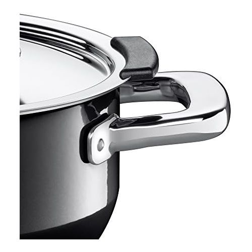 더블유엠에프 Silit 2101299233Natural Cooking Pot Diameter 20cm 2.4Litres Function Control Lid Metal Silargan Function Lid Ceramic Suitable for Induction Cookers Dishwasher Safe Green Enamel