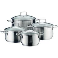 WMF 739146030Brilliant 4-Piece Saucepan Set Brilliant Rim Glass Lid Cromargan Stainless Steel Polished Stainless Steel, Silver, 53x 29x 22cm Suitable for Induction Cookers Dish