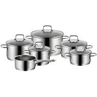 WMF Astoria Set of Pots, 5 Pieces, with Glass Lid, Cooking Pot, Saucepan, Cromargan Stainless Steel Polished, Suitable for Induction and Dishwasher Safe