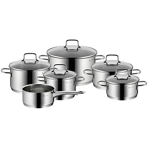 더블유엠에프 WMF Astoria Set of Pots, 5 Pieces, with Glass Lid, Cooking Pot, Saucepan, Cromargan Stainless Steel Polished, Suitable for Induction and Dishwasher Safe