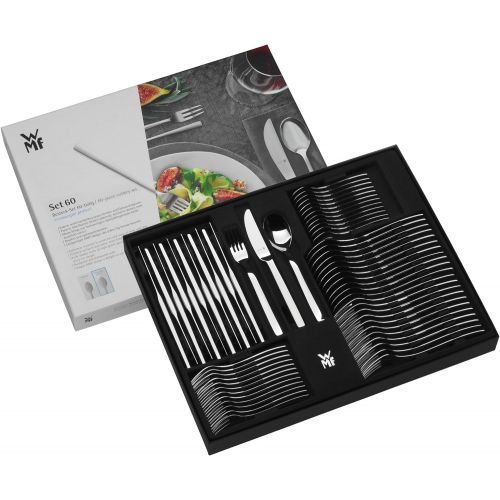 더블유엠에프 WMF Corvo Cutlery Set 60Pieces for 12People Cromargan Protect Stainless Steel Matte Finish Extremely Scratch-Resistant with Inserted Knife Blade