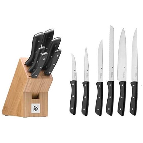 더블유엠에프 WMF 7-Piece Knife Block with Knife Set, 6 Forged Knives, 1 Block Painted Bamboo, Special Blade Steel, Stainless Steel Rivets