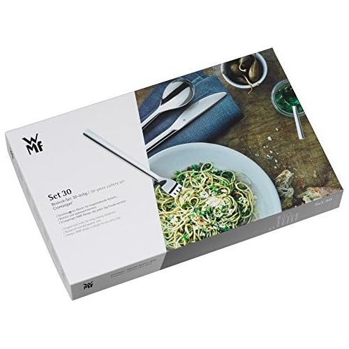 더블유엠에프 WMF Silk Cutlery Set for 6 People 30 Pieces Monobloc Knives Cromargan Stainless Steel Matt Dishwasher Safe