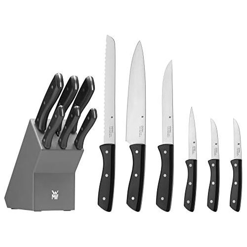 더블유엠에프 WMF 7-Piece Knife Block with Knife Set, 6 Forged Knives, 1 Block Painted Wood, Special Blade Steel, Stainless Steel Rivets