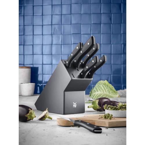 더블유엠에프 WMF 7-Piece Knife Block with Knife Set, 6 Forged Knives, 1 Block Painted Wood, Special Blade Steel, Stainless Steel Rivets