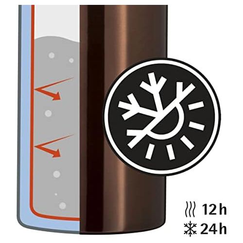 더블유엠에프 WMF Motion Insulated Flask 0.5 L Cromargan Stainless Steel for Tea or Coffee Thermos Flask with Drinking Cup Keeps 24 Hours Cold and 12 Hours Warm Copper