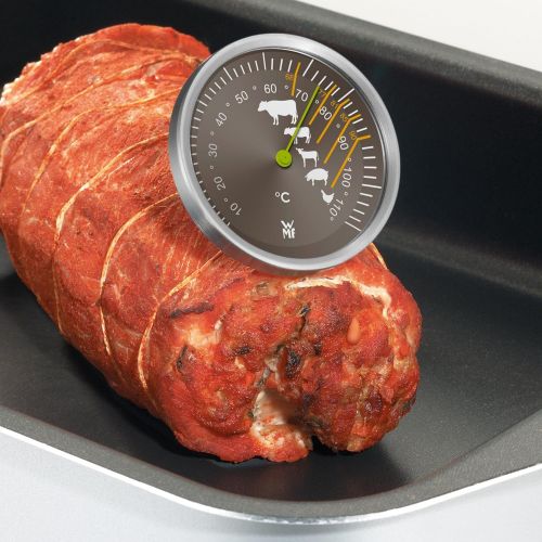 더블유엠에프 WMF ProfiSelect Roasting Pan Oval with Free Thermometer Stainless Steel with Glass Lid Suitable for Induction, Dishwasher Safe, Oven Safe, 7.8Litre 38cm x 26cm x 12cm