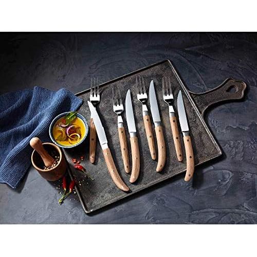더블유엠에프 WMF steak knife set 6-piece Ranch in noble wooden box special blade steel forged matt oak oiled