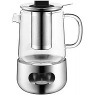 WMF SensiTea Teapot with Strainer and Warmer, Glass, Stainless Steel, Cromargan Stainless Steel, Dishwasher Safe, Volume 1.3 L, Height 21.3 cm, Diameter 14 cm