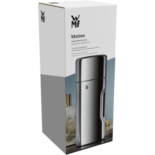 더블유엠에프 WMF Motion Insulated Flask 0.5 L Cromargan Stainless Steel for Tea or Coffee Thermos Flask with Drinking Cup, Keeps 24 Hours Cold and 12 Hours Warm