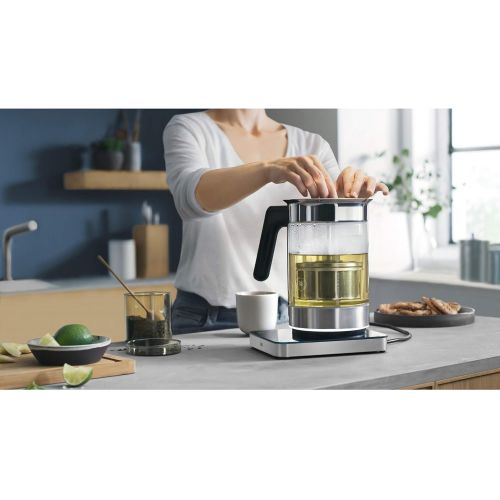 더블유엠에프 WMF Lumero 3-in-1 Glass Kettle 1.6 L 360° Pouring Function, Tea Cooker, Baby Food Heater, Multi-Heater, Yoghurt Maker, Temperature Setting, Matte Stainless Steel