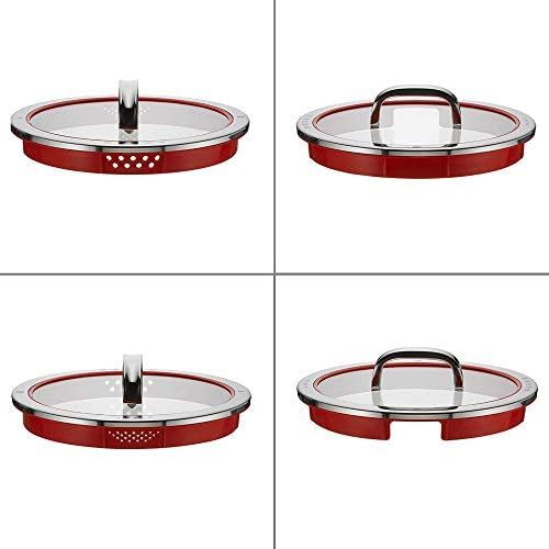 더블유엠에프 WMF 760336380 Set of 4 Pots, Scale on Inside, Lid with 4 PouringFunctions, Made in Germany, Glass Lid, Polished Cromargan Stainless Steel, Suitable for Induction Cookers, Dishwash