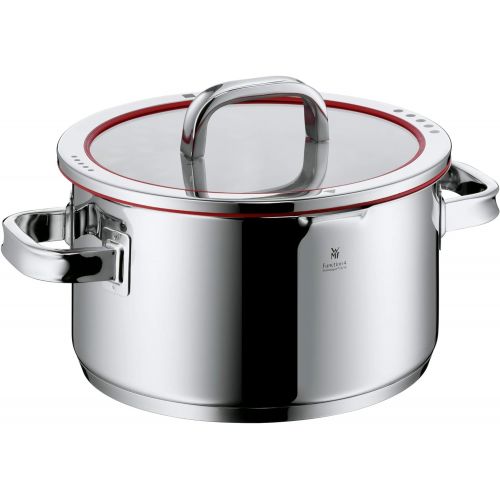 더블유엠에프 WMF 760336380 Set of 4 Pots, Scale on Inside, Lid with 4 PouringFunctions, Made in Germany, Glass Lid, Polished Cromargan Stainless Steel, Suitable for Induction Cookers, Dishwash