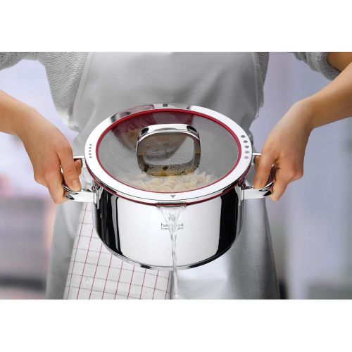 더블유엠에프 WMF Function 4 cooking pot, tall with glass lid, Ø 20 cm, Cromargan polished stainless steel, interior scaling, 4 pouring functions, suitable for induction, dishwasher-safe, 3.4 l,